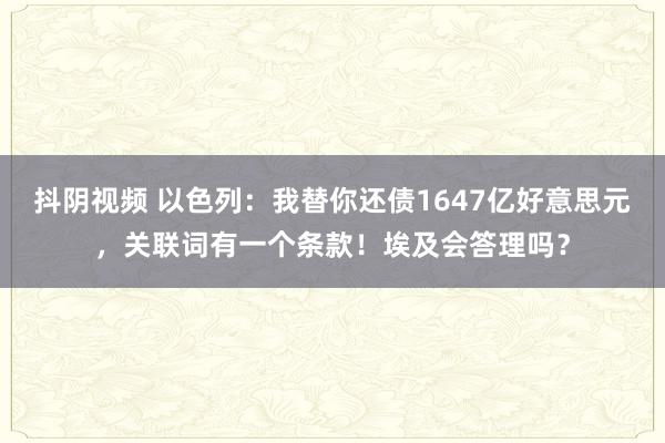 抖阴视频 以色列：我替你还债1647亿好意思元，关联词有一个条款！埃及会答理吗？