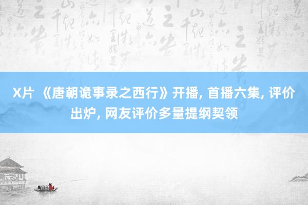 X片 《唐朝诡事录之西行》开播, 首播六集, 评价出炉, 网友评价多量提纲契领