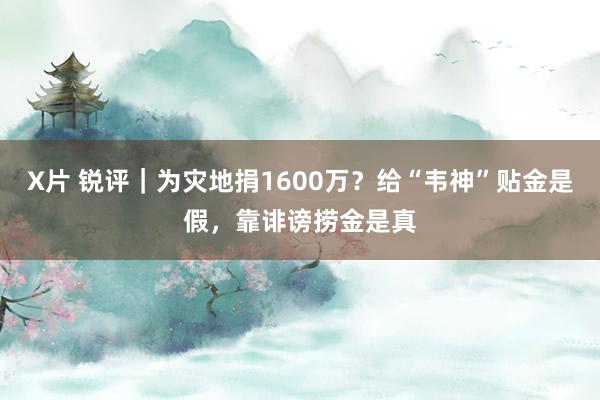 X片 锐评｜为灾地捐1600万？给“韦神”贴金是假，靠诽谤捞金是真