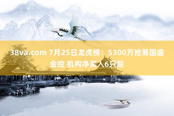 38va.com 7月25日龙虎榜：5300万抢筹国盛金控 机构净买入6只股