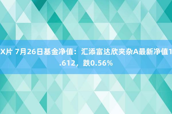 X片 7月26日基金净值：汇添富达欣夹杂A最新净值1.612，跌0.56%