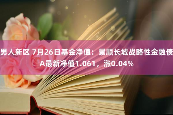 男人新区 7月26日基金净值：景顺长城战略性金融债A最新净值1.061，涨0.04%