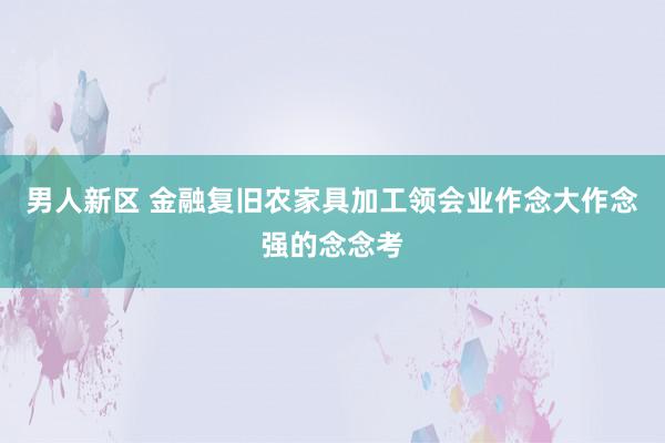 男人新区 金融复旧农家具加工领会业作念大作念强的念念考