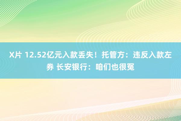 X片 12.52亿元入款丢失！托管方：违反入款左券 长安银行：咱们也很冤