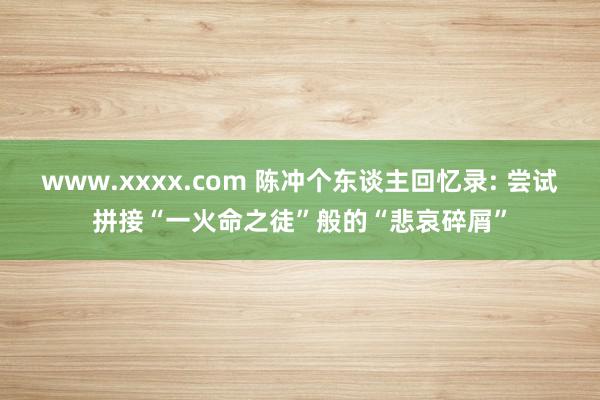 www.xxxx.com 陈冲个东谈主回忆录: 尝试拼接“一火命之徒”般的“悲哀碎屑”